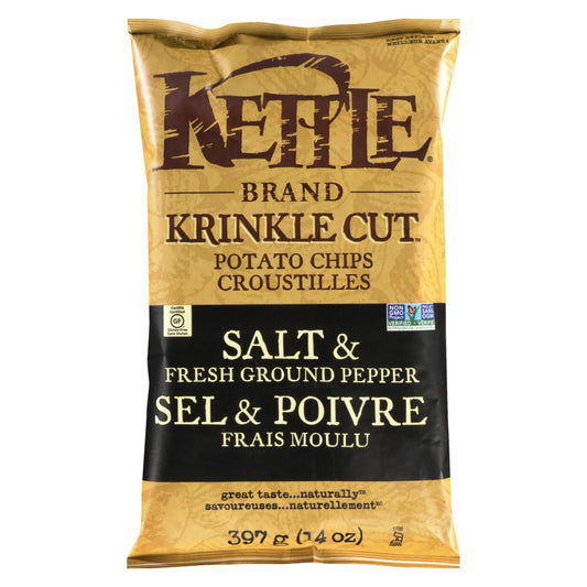 KETTLE SEA SALT AND CRACKED PEPPER CRISPS, 9 X 397 G