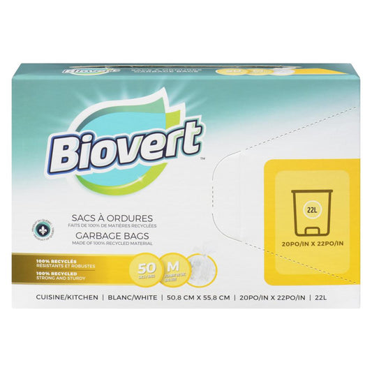 BIOVERT OXO-BIODEGRADABLE KITCHEN BAGS WHITE, 10 X 50 UN