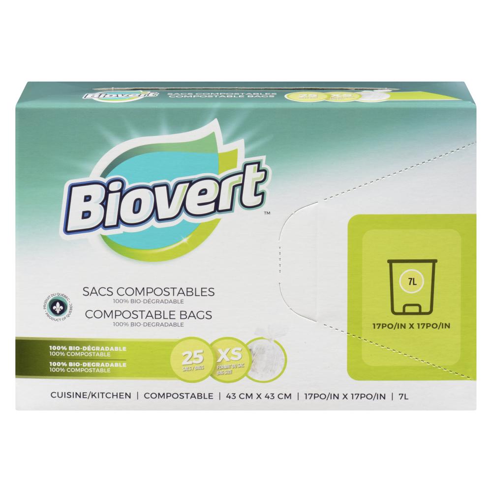BIOVERT COMPOSTABLE BAGS, 10 X 25 UN