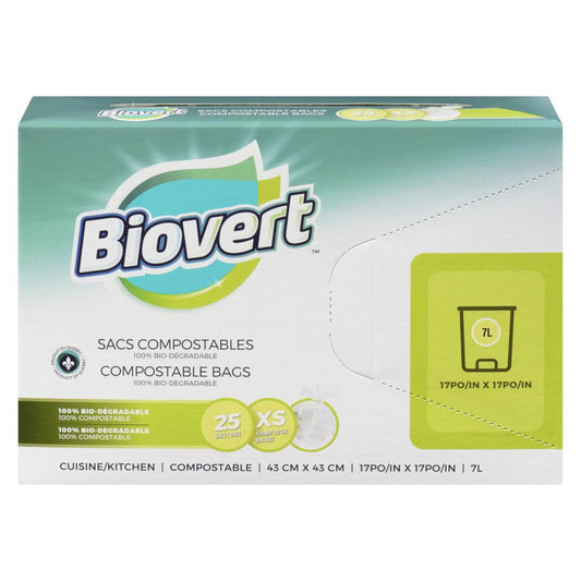 BIOVERT COMPOSTABLE BAGS, 10 X 25 UN