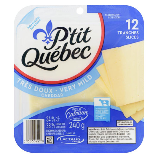 PTITQC SLICED MILD CHEDDAR CHEESE, 12 X 240 G