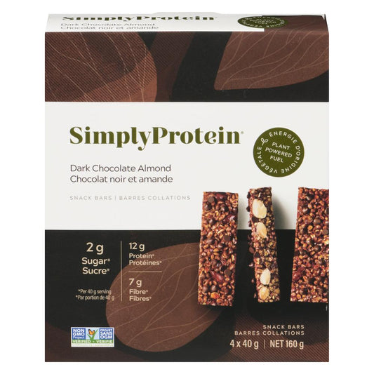 SIMPLY PROTEIN, DARK CHOCOLATE ALMOND - SNACK BAR 4PK, 6 x 160G