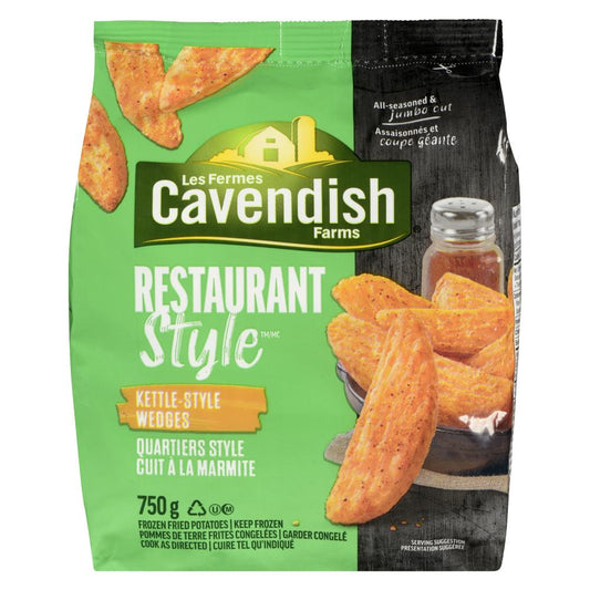 CAVFARMS STIR KETTLE SEASONED QUARTER FRIES, 12 X 750 G