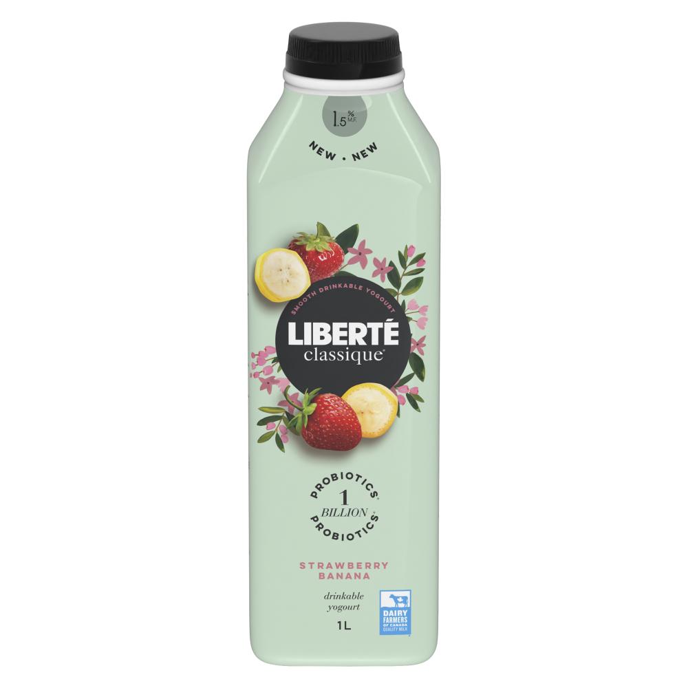 LIBERTE YOGURT DRINK STRAWBERRY BANANA, 6 X 1 L