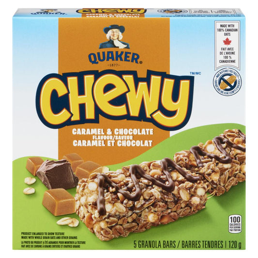 QUAKER TND CARAMEL CHOCOLATE BAR, 12 X 120 G