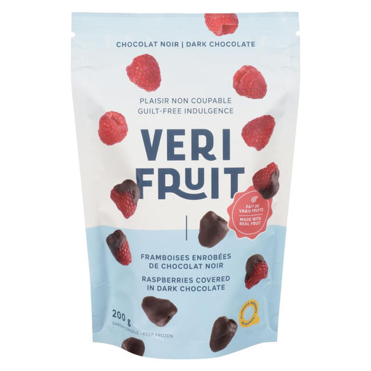 VERIFRUIT RASPBERRIES DARK CHOCOLATE, 8 X 200 G