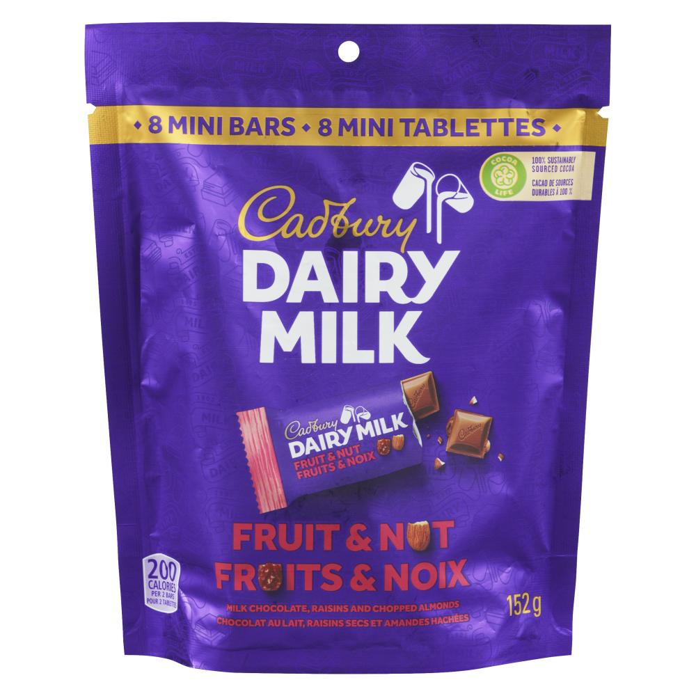 CADBURY DAIRY MILK FRUIT AND NUT CHOCOLATE BAR, 8 X 152 G