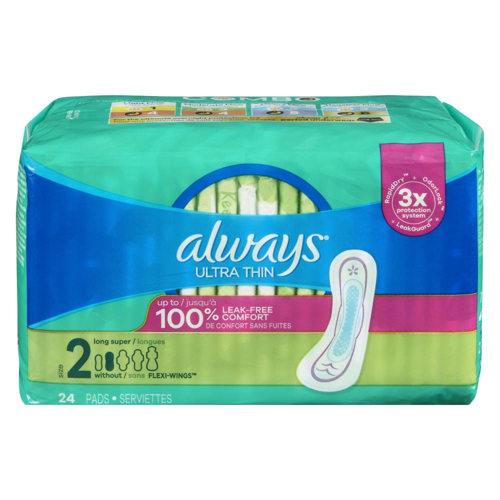 ALWAYS ULTRA THIN SIZE 2 LONG, 4 X 24 UN