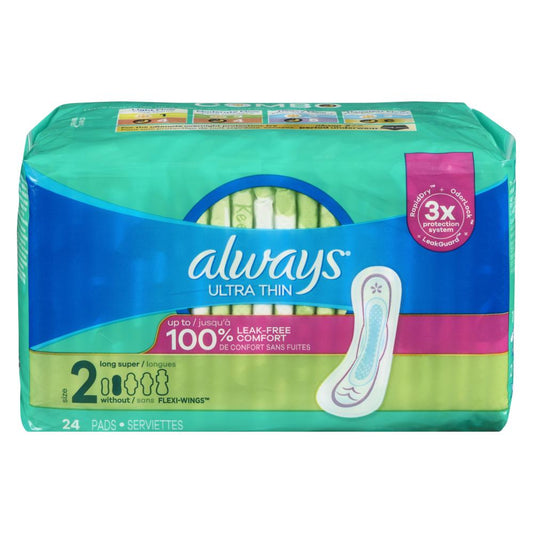 ALWAYS ULTRA THIN SIZE 2 LONG, 4 X 24 UN