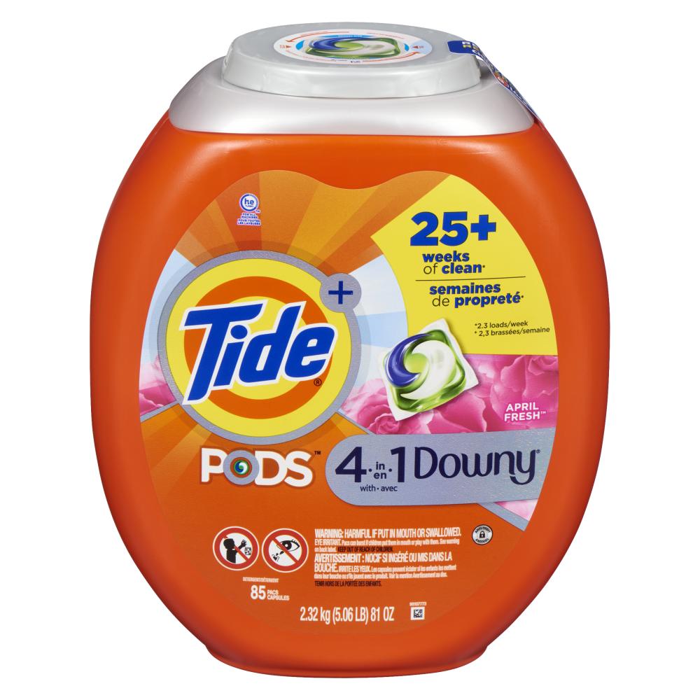 TIDE PODS DOWNY APRIL 85 PODS, 4 X 2.32 KG