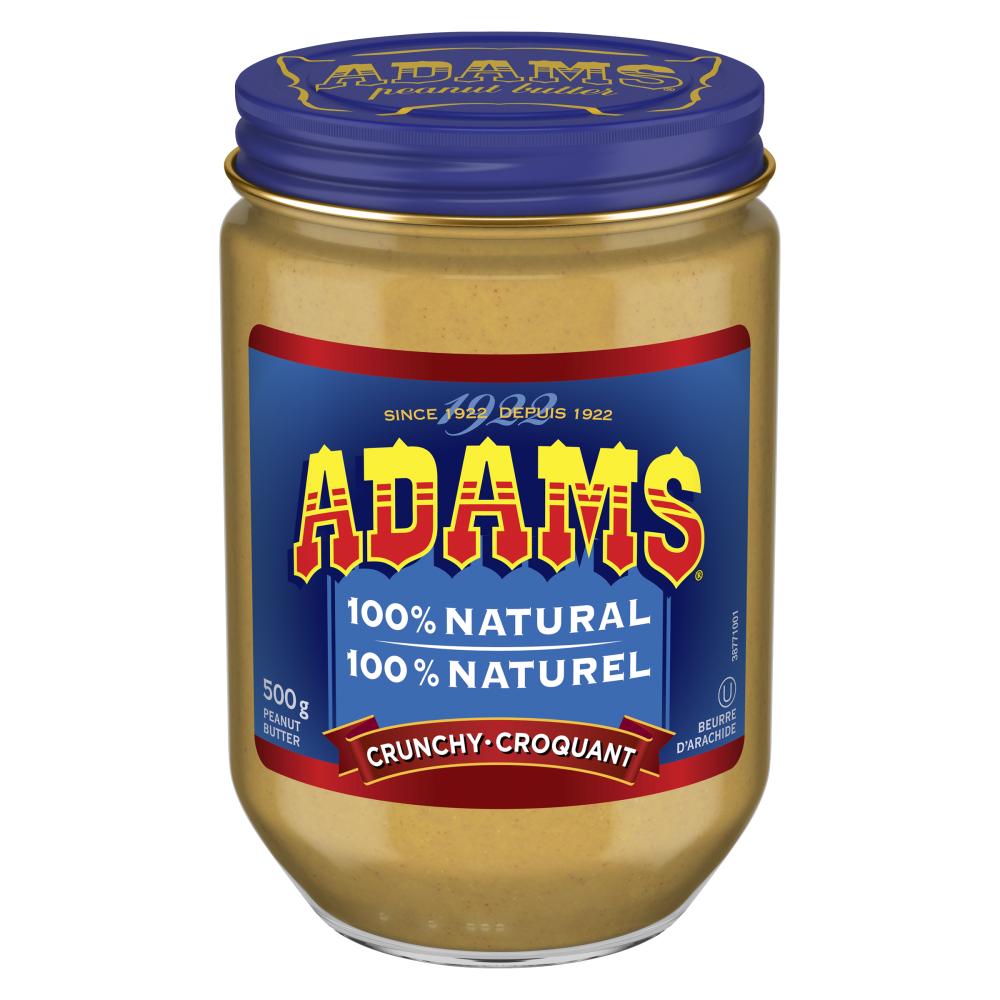 ADAMS NATURAL CRUNCHY PEANUT BUTTER, 12 X 500 G