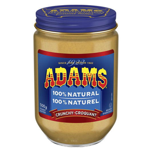 ADAMS NATURAL CRUNCHY PEANUT BUTTER, 12 X 500 G