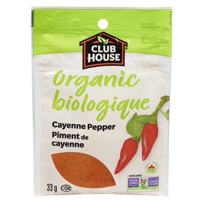 CLUBHOUSE ORGANIC CAYENNE PEPPER, 12 X 33 G