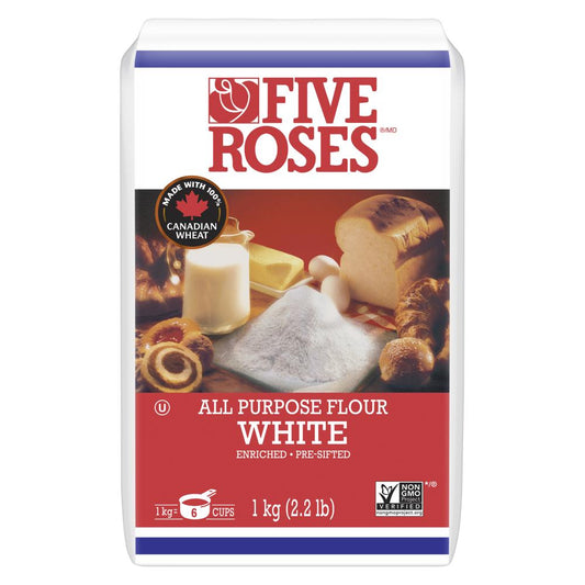 FIVEROSE ALL-PURPOSE WHITE FLOUR, 12 X 1 KG
