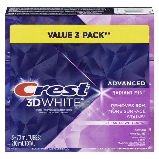 CREST 3D WHITE ADVANCED RADIANT MINT, 4 X 3 X 70 ML