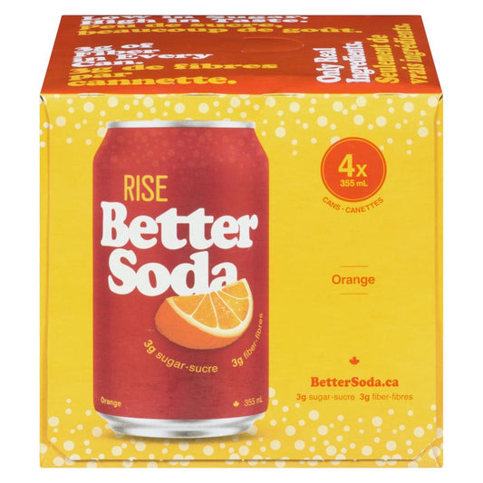 RISE KOMBUCHA, ORANGE SODA FULL CASE, 6 x 4 X 355