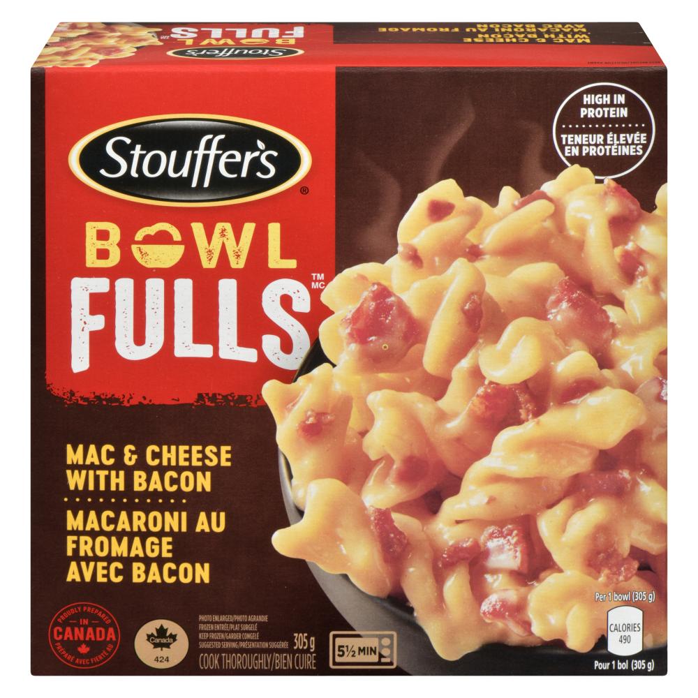 STOUFFER'S BOWL MACARONI AND BACON, 8 X 305 G