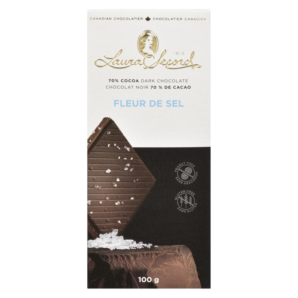 LAURA SECORD 70% COCOA CHOCOLATE WITH FLEUR DE SEL (SEA SALT), 12 X 100 G