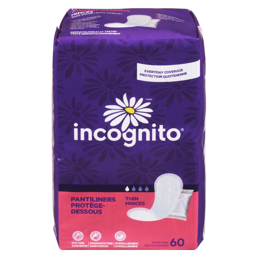 INCOGNITO THIN REGULAR PANTY LINERS, 12 X 60 UN