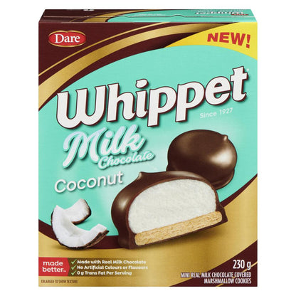WHIPPET MILK CHOCOLATE COCONUT, 12 X 230 UN