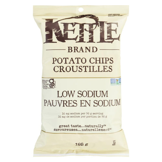 KETTLE LOW SODIUM CRISPS, 12 X 198 G
