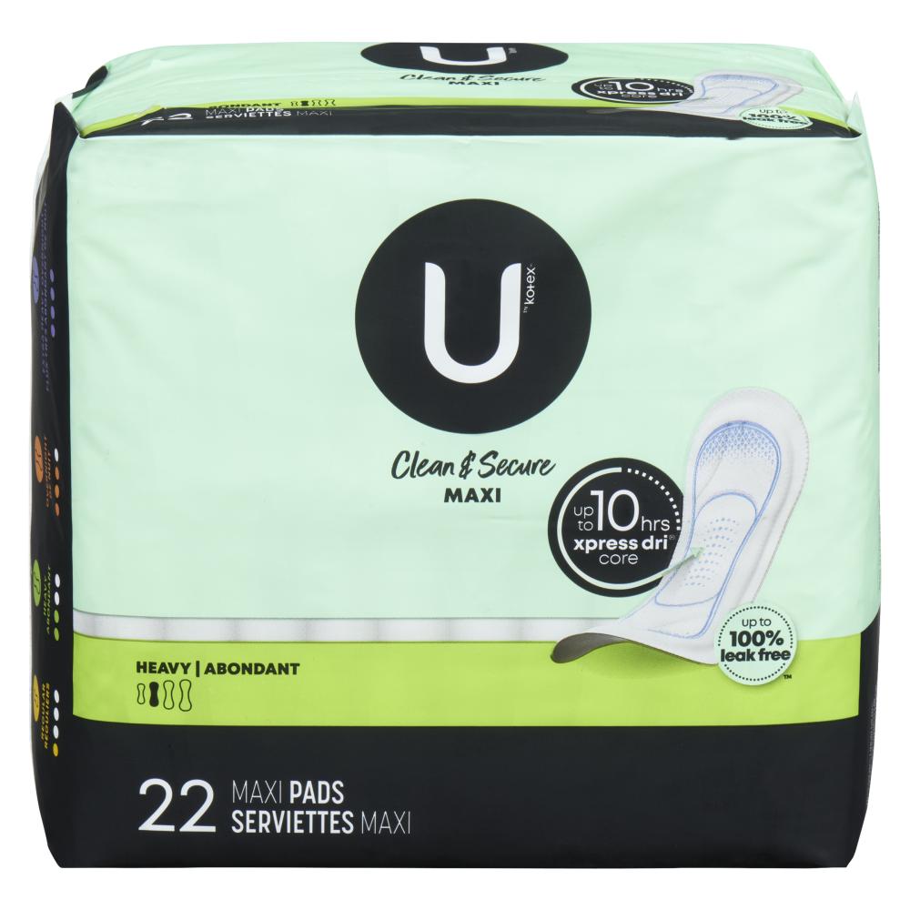U BY KOTEX MAXI LONG SUPREME PADS, 8 X 22 UN