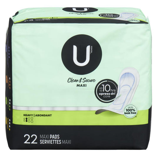 U BY KOTEX MAXI LONG SUPREME PADS, 8 X 22 UN