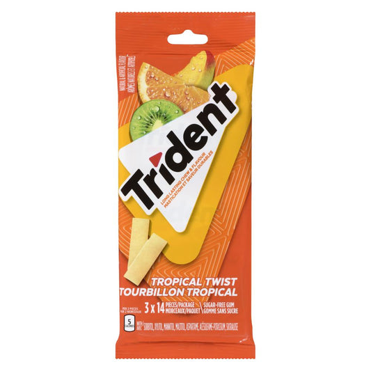 TRIDENT GUM TROPICAL MANGO CHEW, 20 X 3 UN