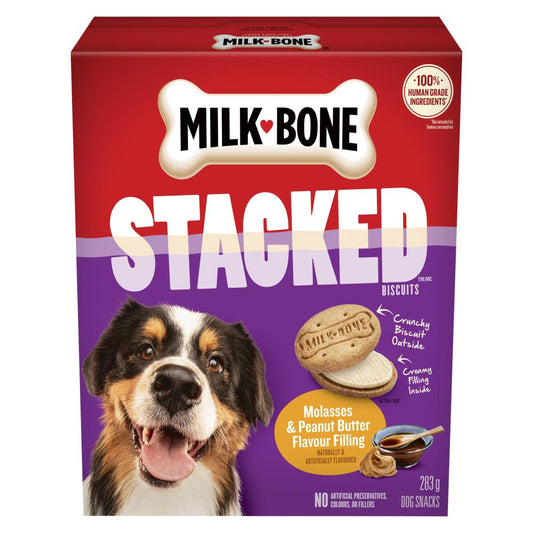 MILKBONE DOG TREATS STACKED WITH MOLASSES AND PEANUT BUTTER, 9 X 283 G