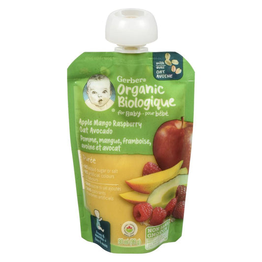 GERBER PUREE APPLE MANGO STRAWBERRY, 12 X 99 G