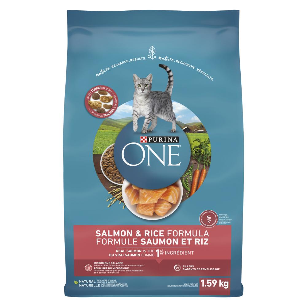 PURINA ONE CAT FOOD SALMON & RICE, 4 X 1.59 KG
