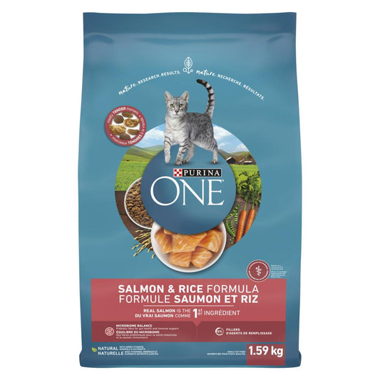 PURINA ONE CAT FOOD SALMON & RICE, 4 X 1.59 KG