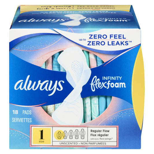 ALWAYS INFINITY REGULAR FLOW WITH WINGS SIZE 1, 12 X 18 UN