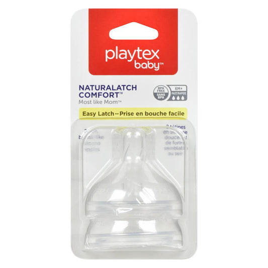 PLAYTEX NATURAL FLOW NIPPLE FAST FLOW, 2 X 2 UN