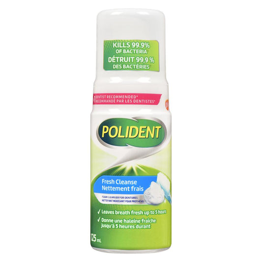 POLIDENT DENTURE CLEANSER FRESH, 6 X 125 ML