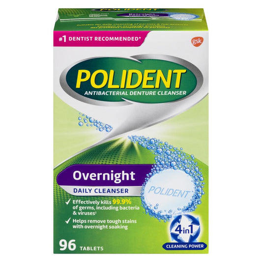 POLIDENT DENTURE CLEANSER FOR NIGHT, 12 X 96 UN