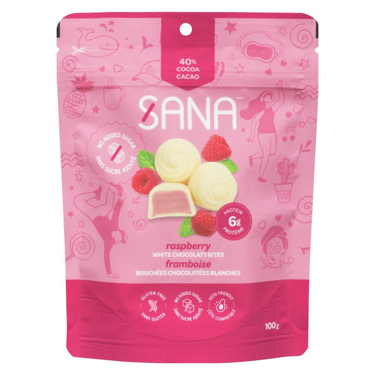 SANA WHITE CHOCOLATE RASPBERRY BITE, 12 X 100 G