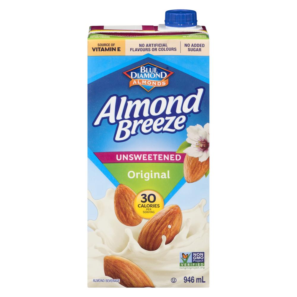 BLUE DIAMOND ALMOND BREEZE ORGANIC SUGAR-SWEETENED GLUTEN-FREE, 12 X 946 ML