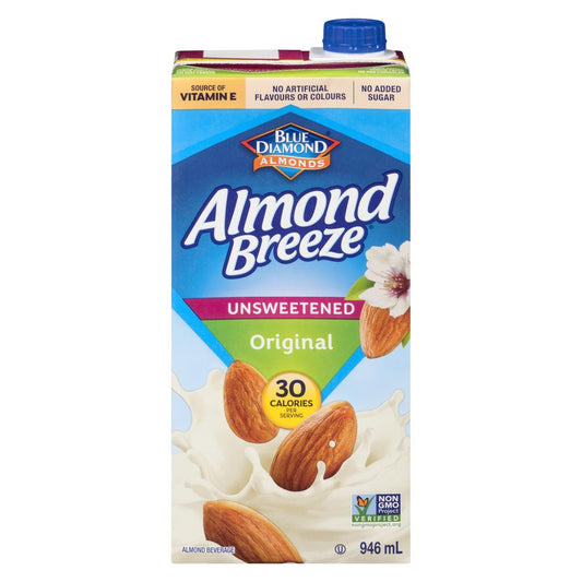 BLUE DIAMOND ALMOND BREEZE ORGANIC SUGAR-SWEETENED GLUTEN-FREE, 12 X 946 ML