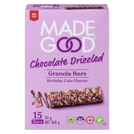 MADE GOOD, CHOCOLATE DRIZZLED BIRTHDAY CAKE BAR, 5 x 15X24G