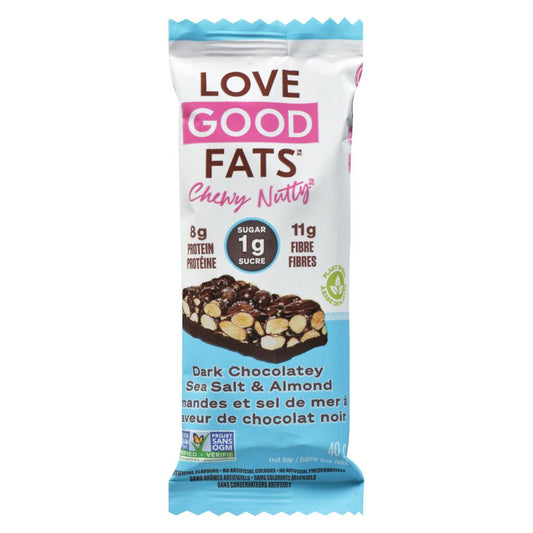 LOVE GOOD FATS, CHEWY N DK CHOC SEA SALT ALMONT BAR, 12 x 40G