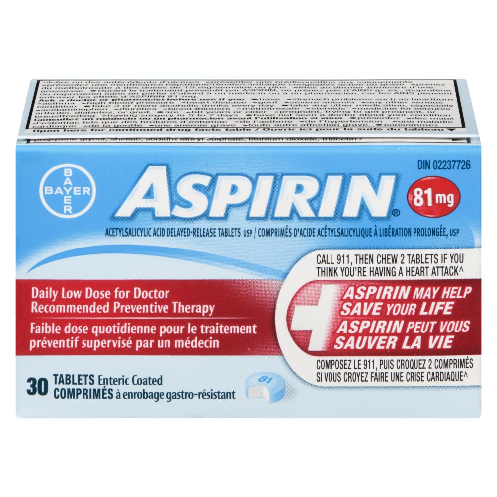 ASPIRIN COATED TABLET 81 MG, 6 X 30 UN