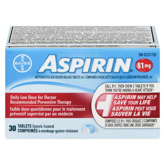 ASPIRIN COATED TABLET 81 MG, 6 X 30 UN