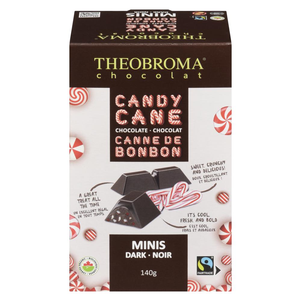 THEOBROMA CHOCO, 60% DARK CHOCOLATE AND CANDY CANE MINIS, 24 x 14X10G