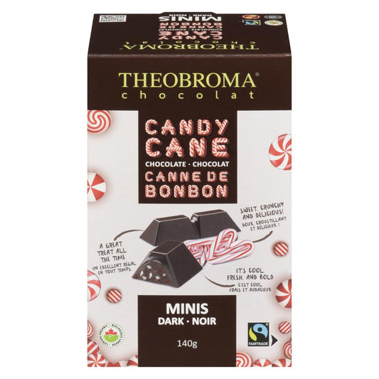 THEOBROMA CHOCO, 60% DARK CHOCOLATE AND CANDY CANE MINIS, 24 x 14X10G