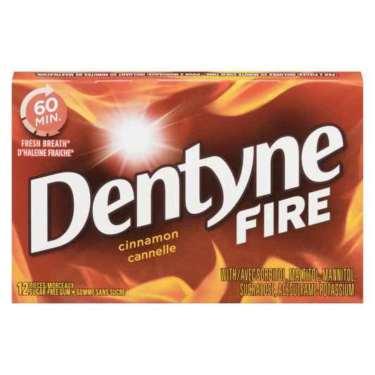 DENTYNE FIRE CINNAMON GUM, 12 X 1 UN