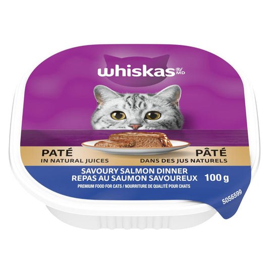 WHISKAS CAT FOOD SALMON, 24 X 100 G