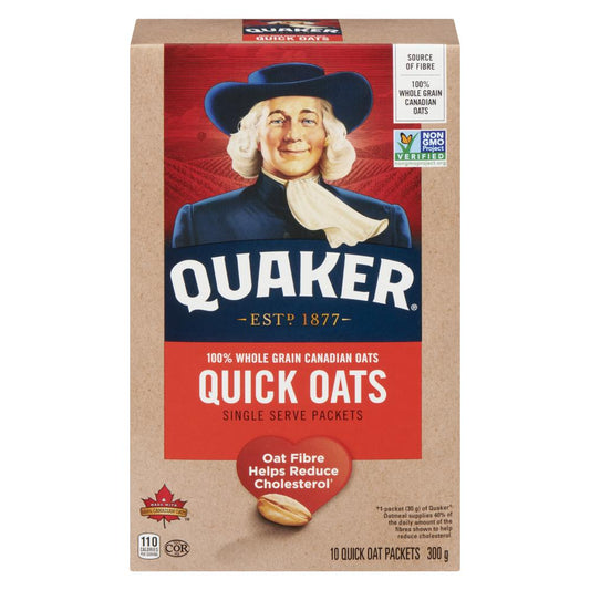 QUAKER WHOLE GRAIN OATMEAL PACKET, 6 X 300 G