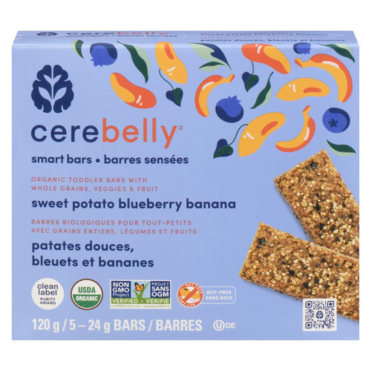 CERBELLY BLUEBERRY BANANA BARS, 6 X 120 G