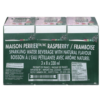 PERRIER SPARKLING WATER RASPBERRY, 24 X 330 ML